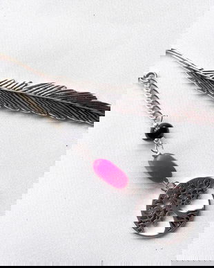 semn de carte cu arborele vietii , agata fucsia si onix 40004