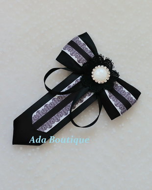 Jabou alb/negru cu strass