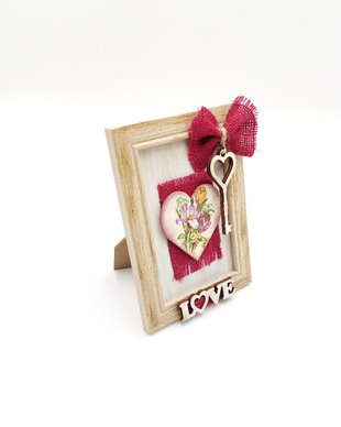 Rama foto decorativa cu accesorii lemn si iuta 2604