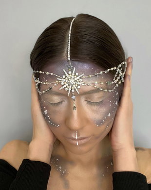 Accesoriu de par cu lant pe mijlocul capului colectia STARGAZING