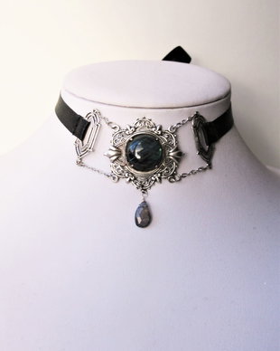 Colier choker cu piatra labradorit