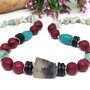 Colier supradimensionat -cuart brut,agate ,jad si amazonit