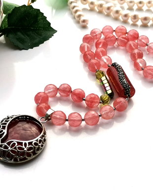 Colier cherry quartz