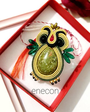 Brosa-mărțișor bufnita,  Brosa soutache