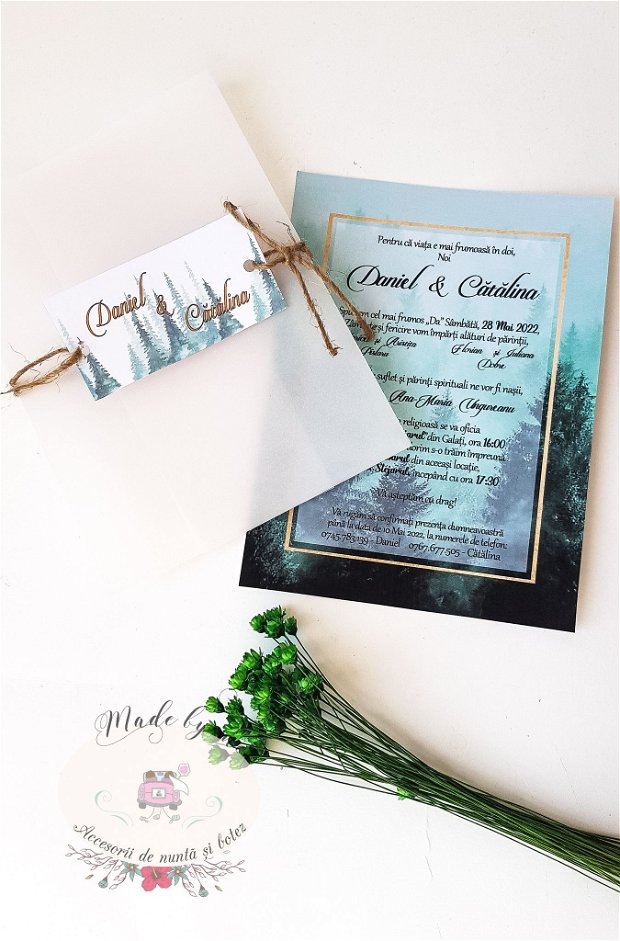 Invitatii nunta verde
