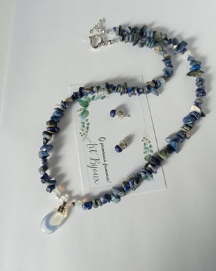 Set semiprețioase Opal și Lapis lazuli, Albastru marin ,Cadouri 8 Martie
