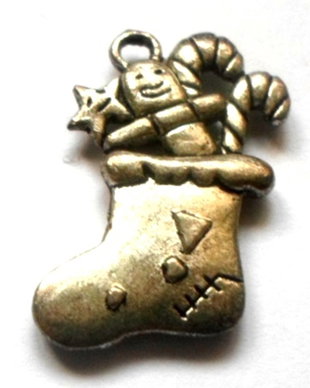 Charm metalic cismulita de Craciun argintiu 28 mm