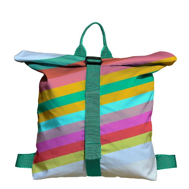 Rucsac Handmade Backpack Abstract, Dungi Optimiste, Multicolor, 45x37 cm