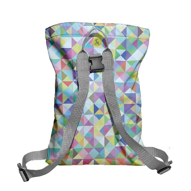 Rucsac Handmade Backpack Abstract, Abundenta de Triunghiuri Subtile, Multicolor, 45x37 cm