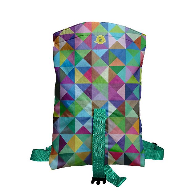 Rucsac Handmade Backpack Abstract, Triunghiuri si Patrate In Culori Vintage, Multicolor, 45x37 cm
