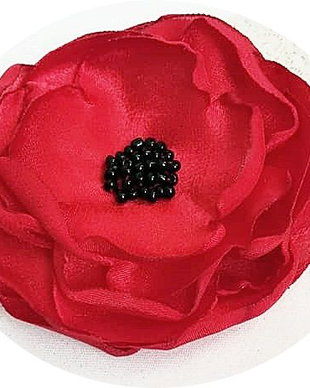 Brosa floare - mac  de matase rosie