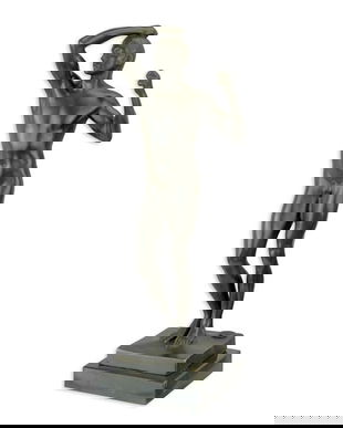 Adam - statueta din bronz pe soclu din marmura