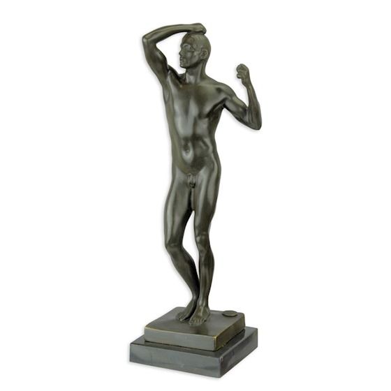 Adam - statueta din bronz pe soclu din marmura