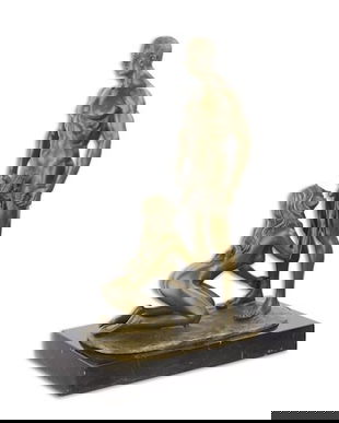 Cuplu facand dragoste- statueta din bronz pe soclu din marmura