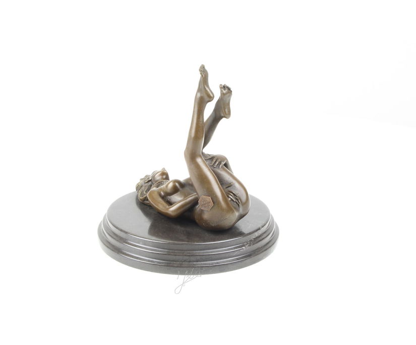 Nud - statueta erotica din bronz pe soclu din marmura