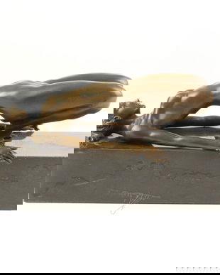 Nud - statueta erotica din bronz pe soclu din marmura