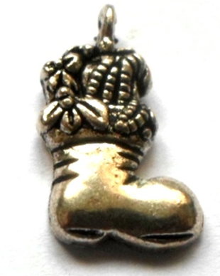 Charm metalic cismulita de Craciun argintiu 20 mm