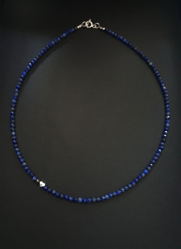 Colier lapis lazuli si inimioara argint
