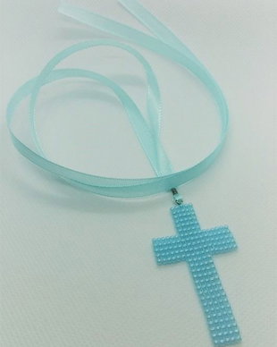 colier handmade cu cruciulta din margele toho