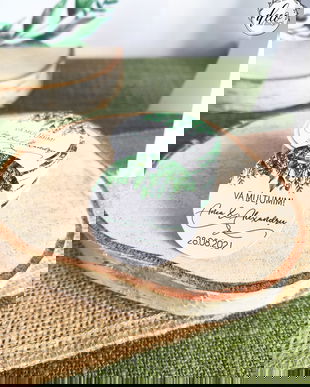 Etichete marturii frunze, etichete multumire mărturii, verde, carton gros, perforate, nunta rustica, etichete marturii nunta sau botez