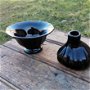 ZM1142- Sticla neagra decorativa- vaza/ suport lumanare- vintage- Suedia