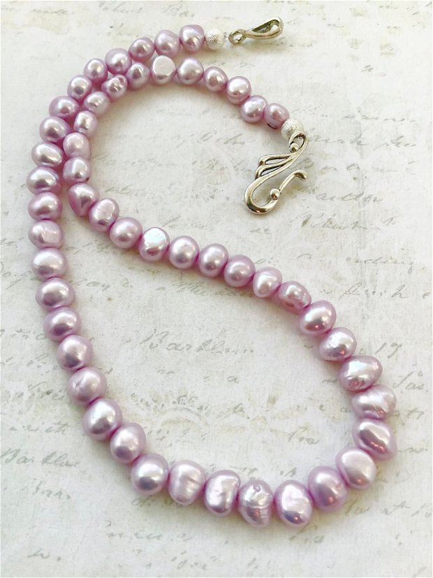 Colier perle de cultura lila