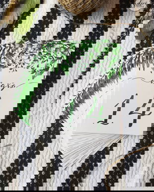 Numere masa, numere de masa cu frunze verzi, nunta handmade, numere de masa moderne, nunta rustica