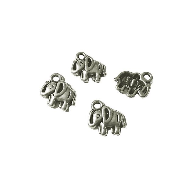 Charm elefant, zamak placat argint 12x10mm  IPO.006