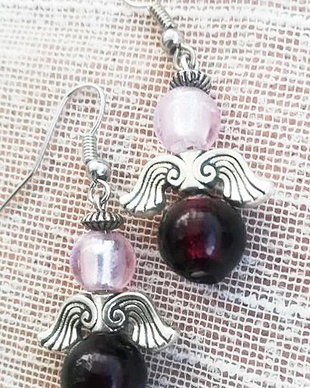 cercei ingerasi si murano roz - violet