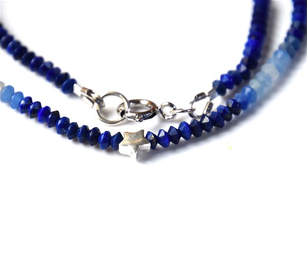 Set de bijuterii  compus din colier și brățară din lapis lazuli si aventurin albastru