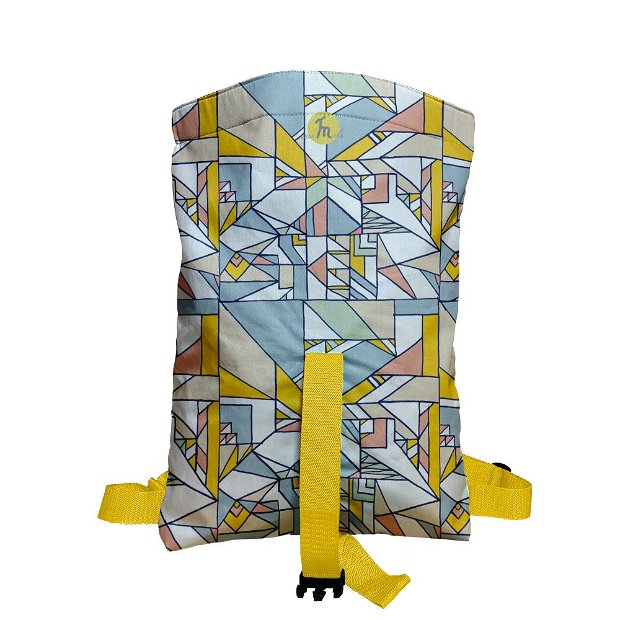 Rucsac Handmade Backpack Abstract Geometric, Patrate Culori Calme, Multicolor, 45x37 cm