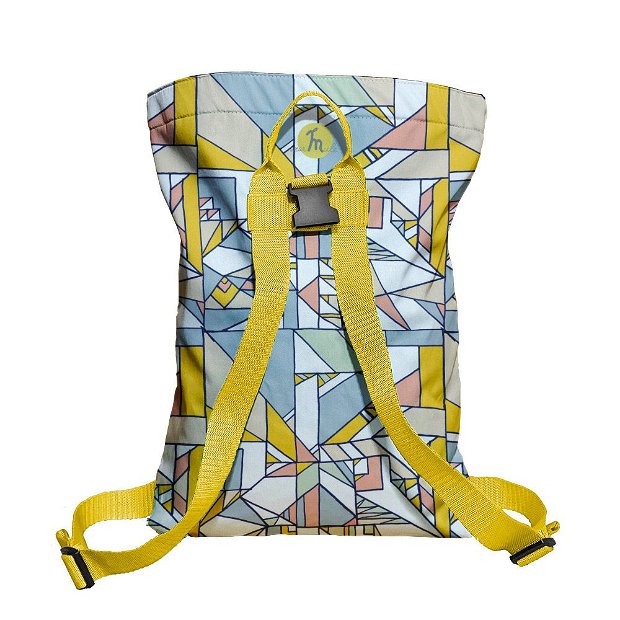 Rucsac Handmade Backpack Abstract Geometric, Patrate Culori Calme, Multicolor, 45x37 cm