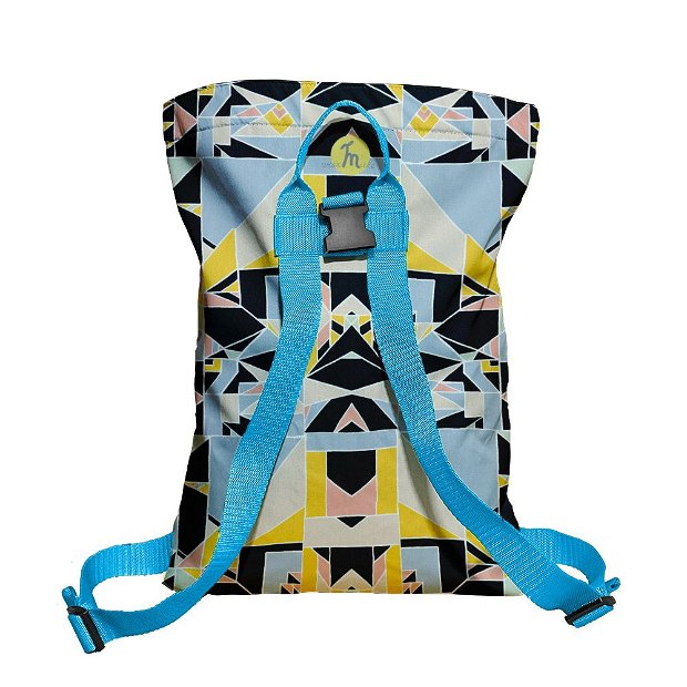 Rucsac Handmade Backpack Abstract Geometric, Patrate Color Stroboscop, Multicolor, 45x37 cm