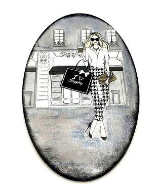 Tablou decorativ lemn- I Love Shopping - 2612