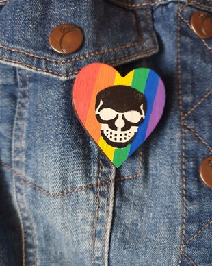 Broșă/Insigna  Skull Rainbow