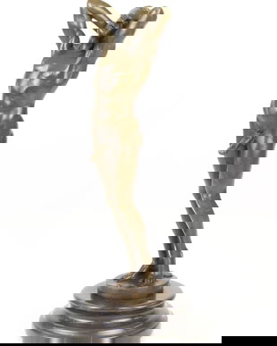 Nud - statueta erotica din bronz pe soclu din marmura