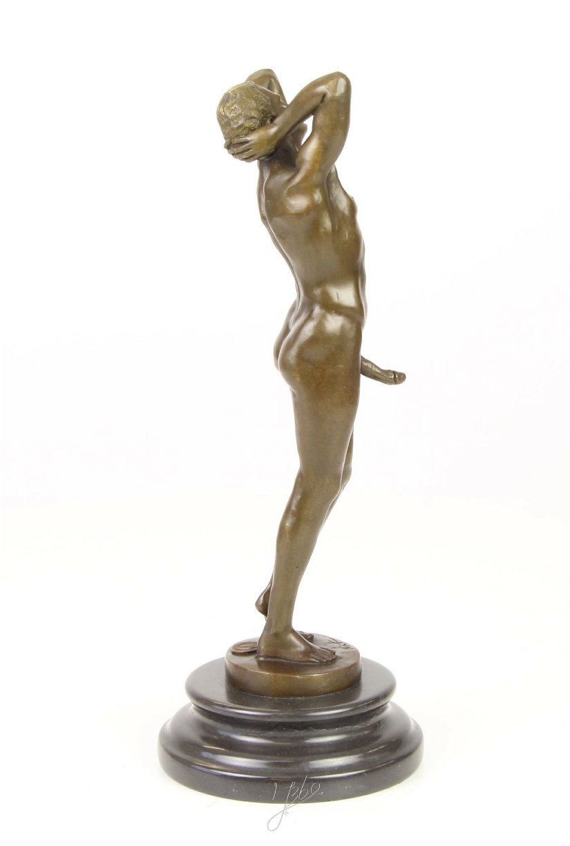Nud - statueta erotica din bronz pe soclu din marmura