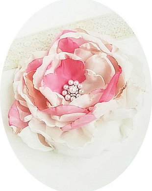 brosa floare ultra voal alb - roz 16 cm
