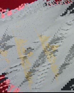 Set 3 placemat cu imprimeu glitter si franjuri