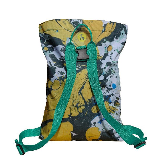 Rucsac Handmade tip Backpack, Fum Galben Abstract, Multicolor, 45x37 cm