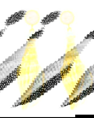 K1566 # Cercei cu tija, melc natural marin, cristale rhinestone, negru, 80x25mm, 19g