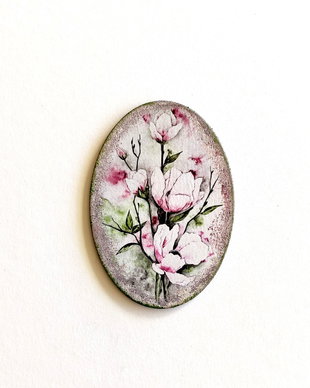 Magnet frigider design magnolii alb roz - 2667