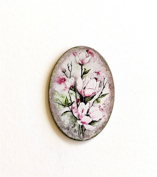 Magnet frigider design magnolii alb roz - 2667
