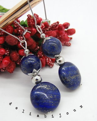 Cercei handmade unicat lapis lazuli (cod607)