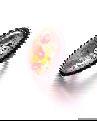 inel sticla cu motiv floral 40179