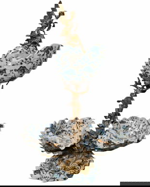 Fructiera etajata din portelan cu bronz