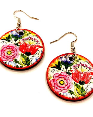 Cercei lemn - ucrainian folk art - 2635