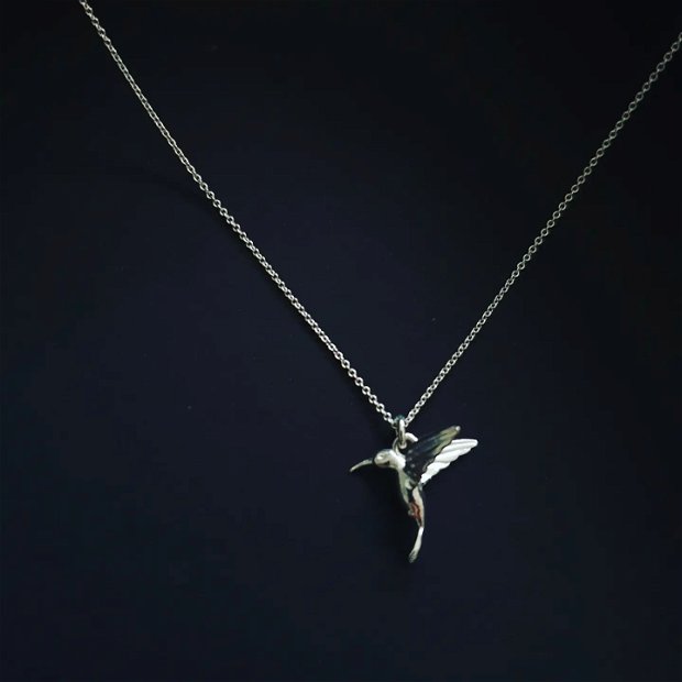 Lantisor argint - pandantiv pasare colibri