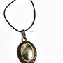 medalion oval cu cabochon de pirita