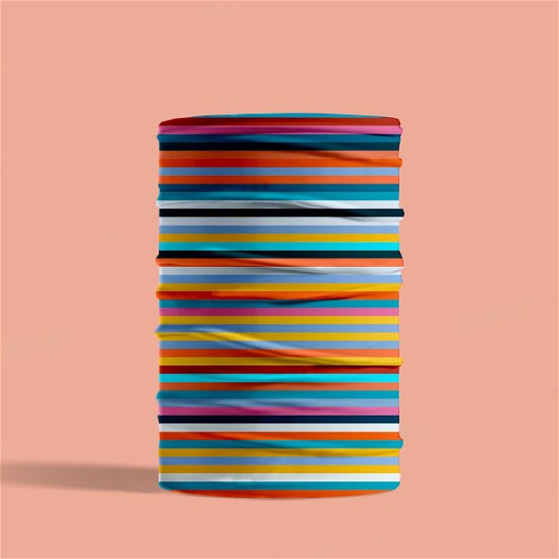Esarfa Circulara tip Guler Handmade pentru Toate Sezoanele, Abstract Dungi Usoare, Multicolor, 40x25 cm